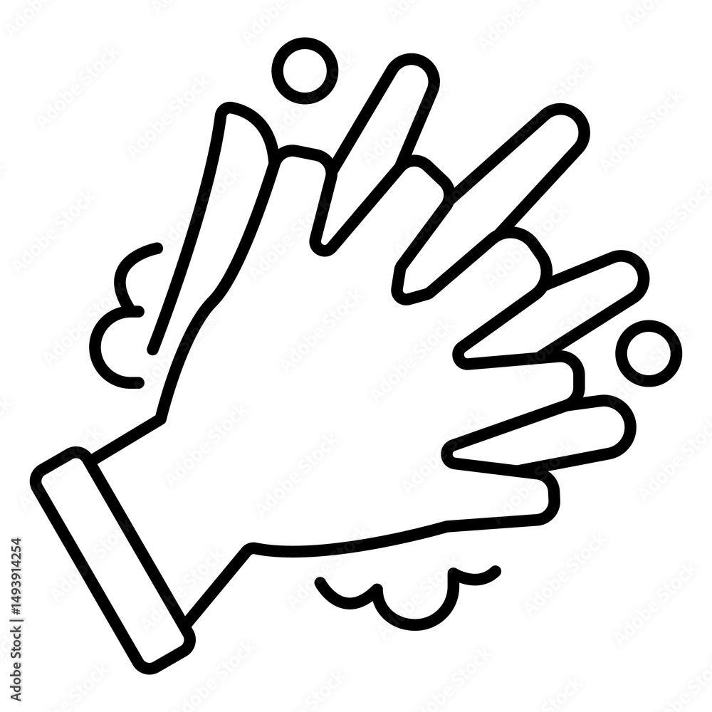 Obraz premium Proper Finger Washing Technique Outline Vector Icon