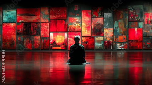 Person Contemplating Art Gallery
