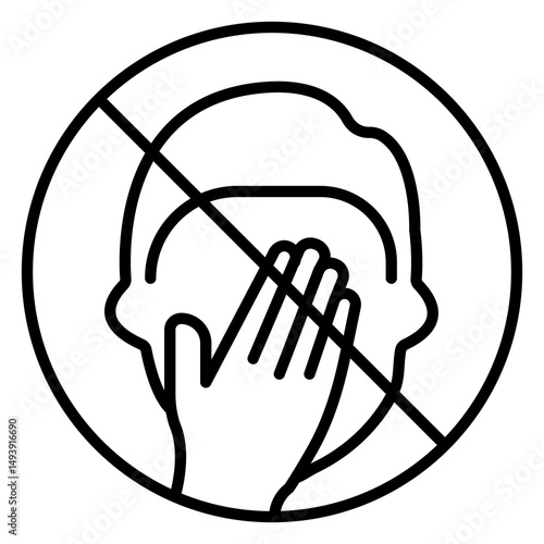 No Face Touching Vector Icon Indicating Safety