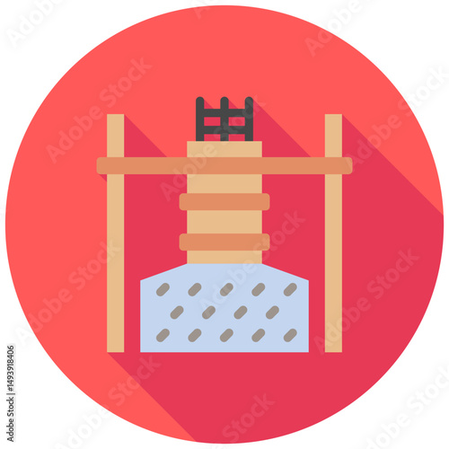 Formwork mini illustration rounded flat color icon, use for civil engineering, industry, construction, UI, UX kit, app and web development, digital or print.