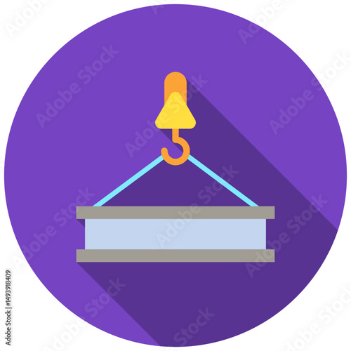Girder mini illustration rounded flat color icon, use for civil engineering, industry, construction, UI, UX kit, app and web development, digital or print.