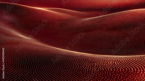Abstract Red and Gold Particle Wave Landscape