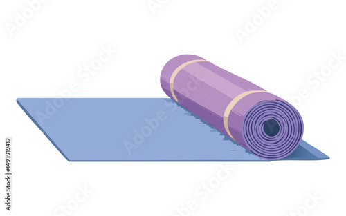 tightly rolled light purple yoga mat for exercise