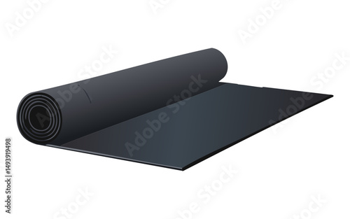 unrolled black yoga mat ready for exercise session