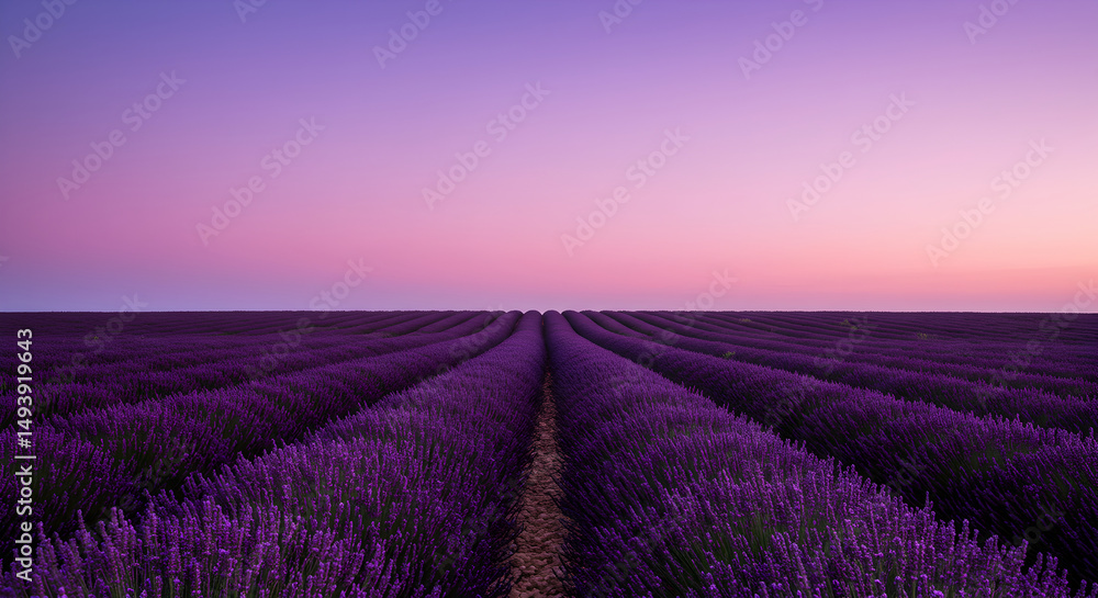 Fototapeta premium Lavender Dreams Endless Purple Field At Sunset In Provence France