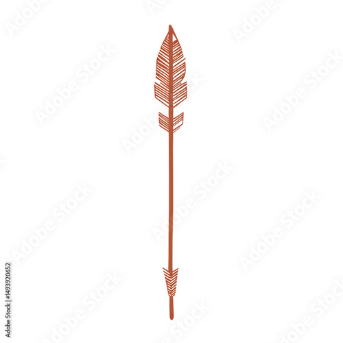 Minimal Arrow with Elegant Lines in Warm Terracotta Isolated on Transparent Background