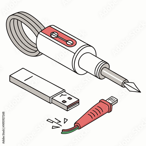 Modern tech gadgets usb cable pen drive data transfer device