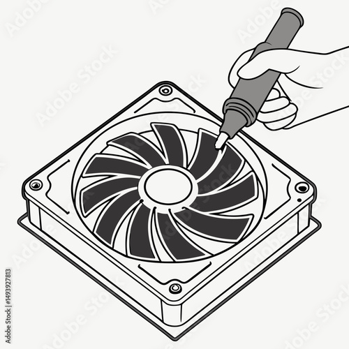 Applying thermal paste to computer cpu cooling fan
