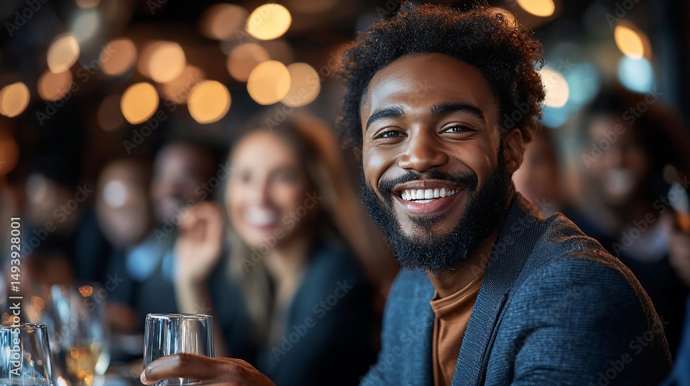 Man laughs with friends Man laughs with friends