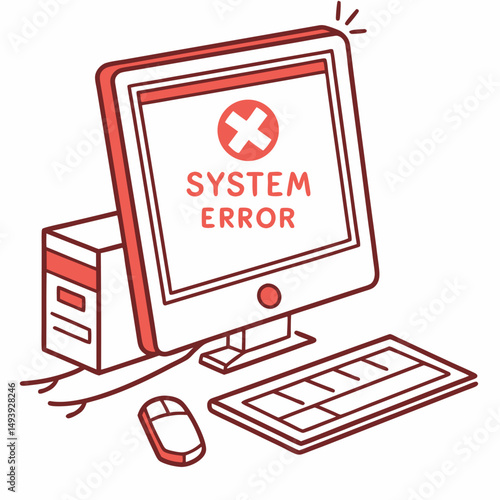 Computer system error message desktop pc keyboard mouse