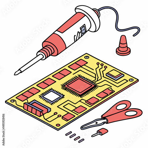 Professional circuit board repair kit soldering iron cutout
