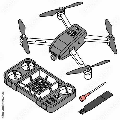 Drone disassembled parts quadcopter repair maintenance kit