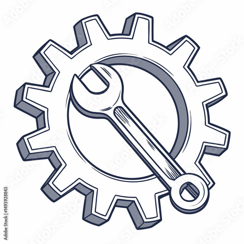 Gear and wrench mechanical engineering maintenance repair service
