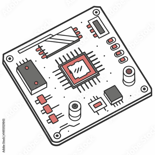 Circuit board illustration technology computer hardware components microchip design