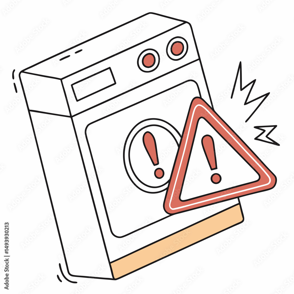 Fotografie Broken washing machine needs repair warning sign