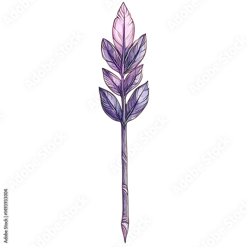 Artistic Arrow with Hand Drawn Details in Lavender Isolated on Transparent Background