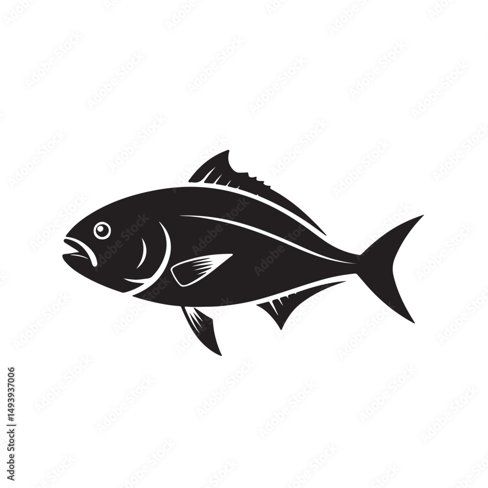 Fish icon black silhouette. Fisheries logo symbol Fish icon black silhouette. Fisheries logo symbol