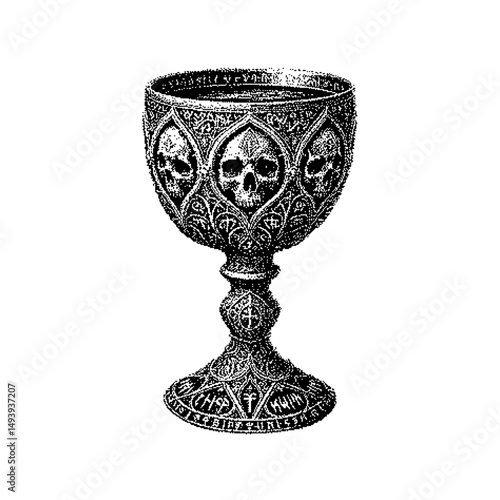 Ornate goblet featuring intricate skull designs and gothic motifs