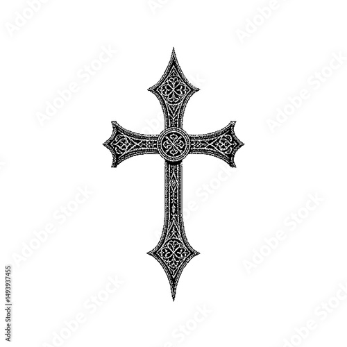 Intricate black cross design showcasing gothic elements and ornate detailing
