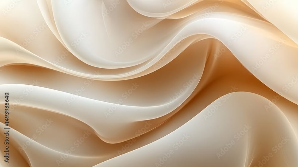 Fototapeta premium Abstract, flowing fabric, smooth, elegant, and soft curves of light beige and cream