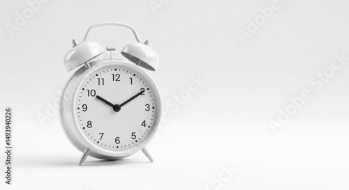 Wallpaper Mural Minimalist White Analog Alarm Clock with Classic Design on Plain Background Torontodigital.ca