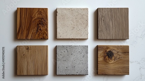 Sample of wood, stone, and concrete materials