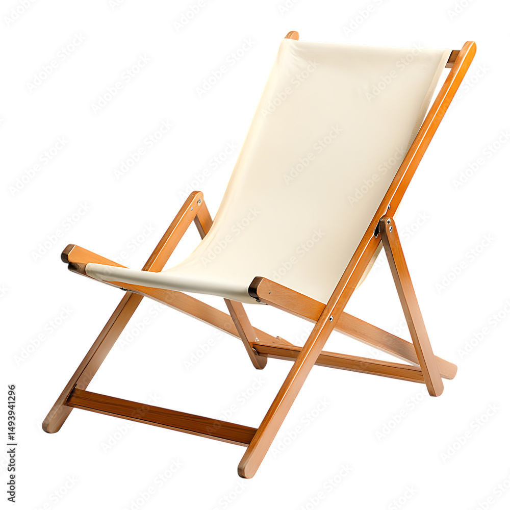 Stylish Lightweight Wooden Beach Chair with a Folda Isolated on Transparent Background Stylish Lightweight Wooden Beach Chair with a Folda Isolated on Transparent Background
