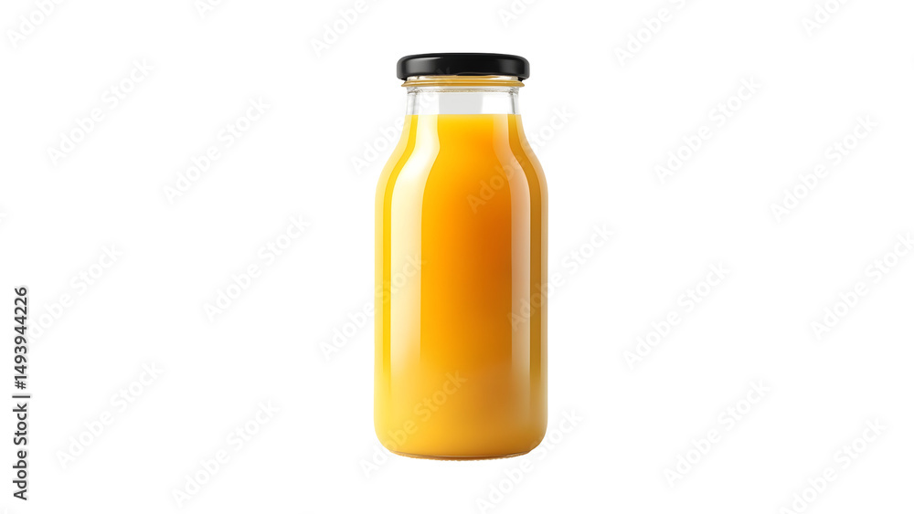 Fresh orange juice bottle against black background Fresh orange juice bottle against black background