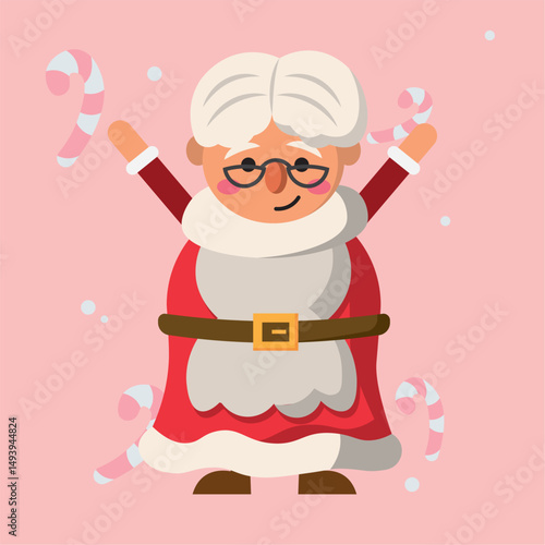 Cute miss claus christmas character Vector