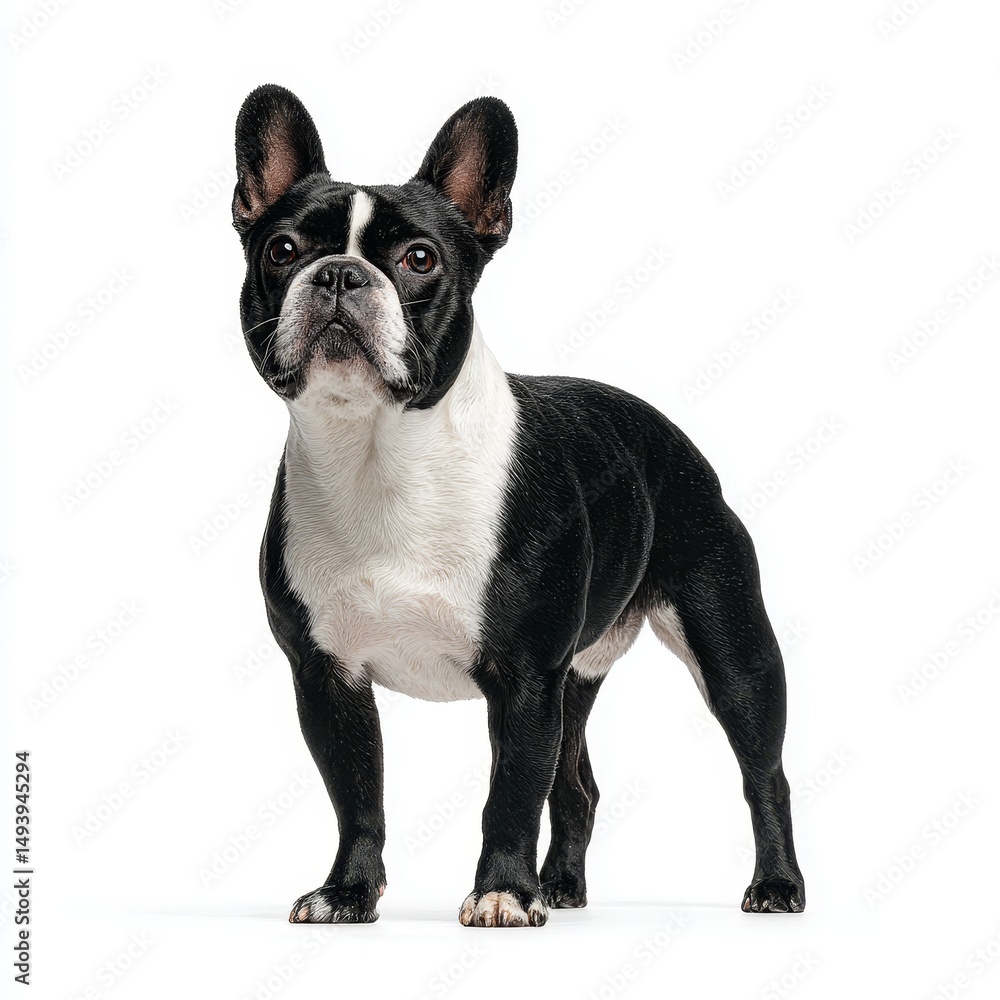 French Bulldog isolated on white background, adorable small dog breed with distinctive wrinkled face and bat-like ears, cut out for versatile creative use French Bulldog isolated on white background, adorable small dog breed with distinctive wrinkled face and bat-like ears, cut out for versatile creative use