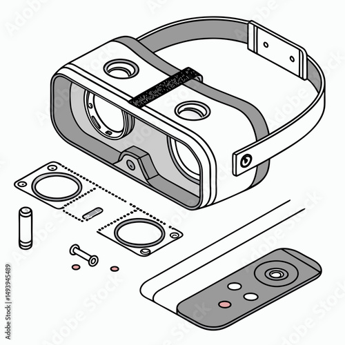 Virtual reality headset disassembled parts diagram