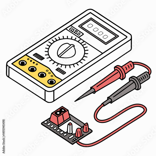 Professional multimeter illustration isolated on white background