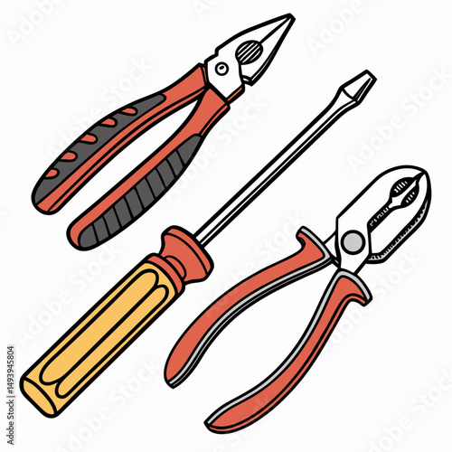 Handy tools set screwdriver pliers repair kit