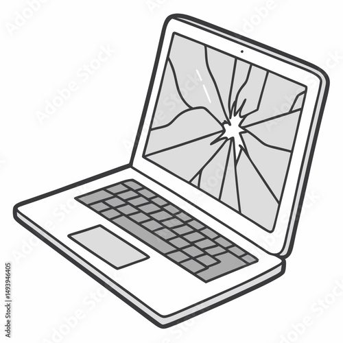 Broken laptop screen cracked display damage