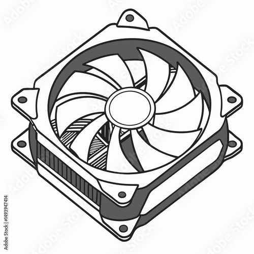 Professional computer cpu cooler fan isolated on white