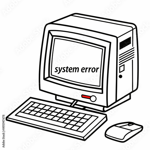 Retro computer system error illustration