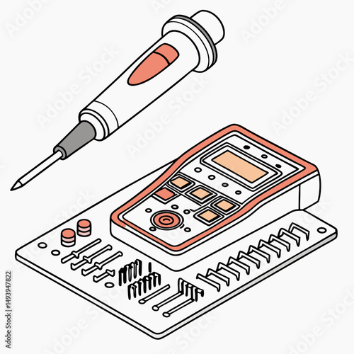 Professional soldering iron kit isolated on white background