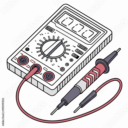 Professional multimeter illustration isolated on white