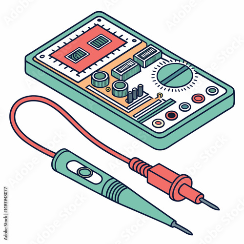 Professional multimeter illustration isolated on white background