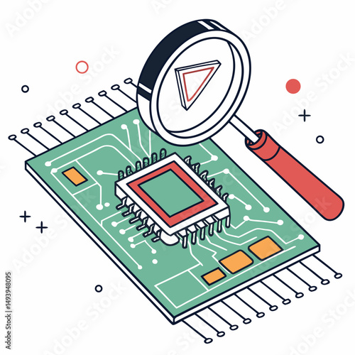 Inspecting microchip circuit board technology magnifying glass