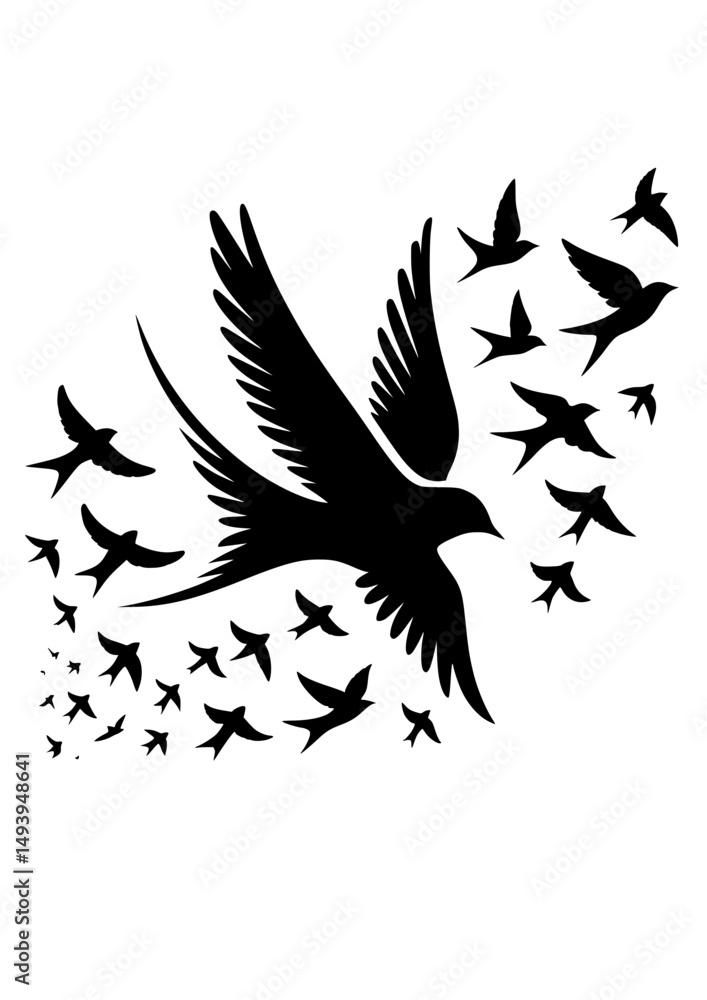 Fototapeta premium a black silhouette vector icon of flying birds