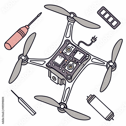 Drone repair kit disassembled parts tools