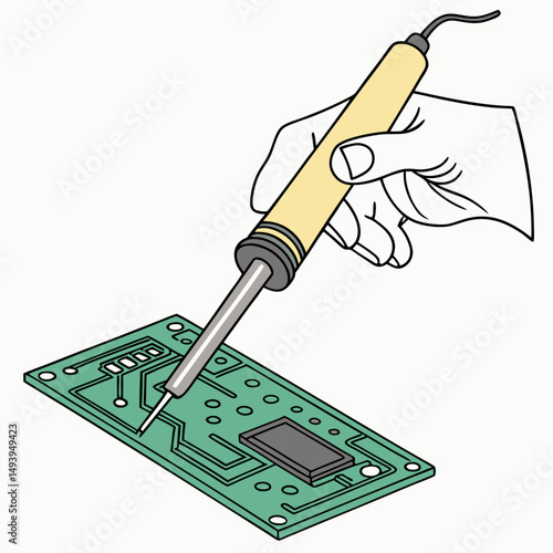 Hand soldering electronic circuit board component repair