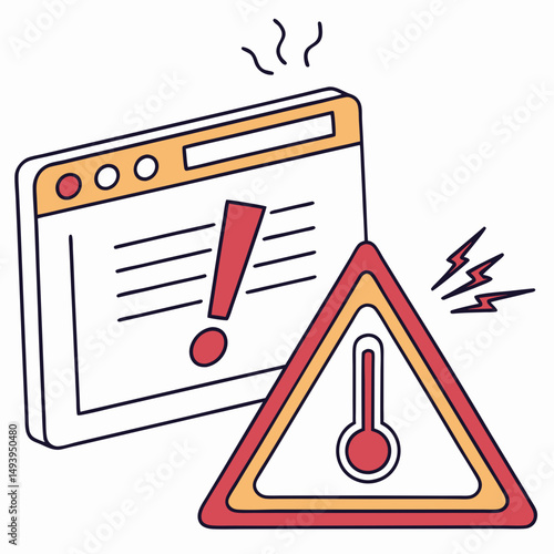Website overheating error alert warning sign