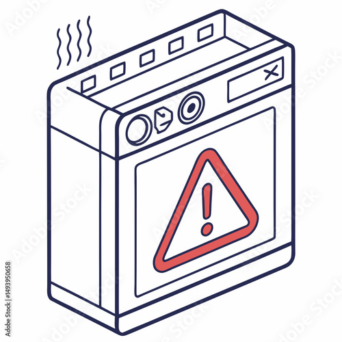 Overheating appliance warning sign isometric illustration