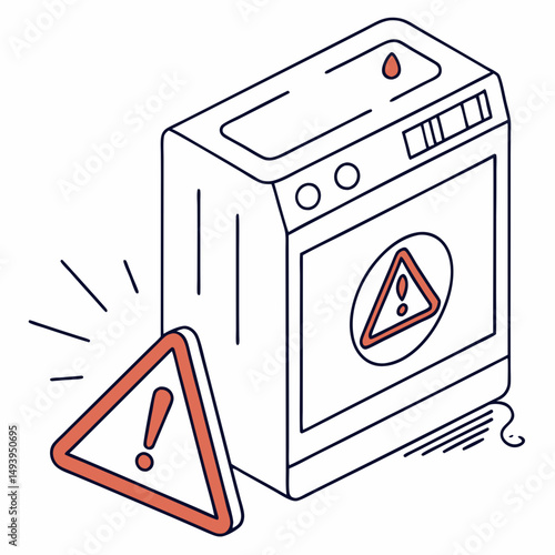 Appliance malfunction warning sign isometric illustration