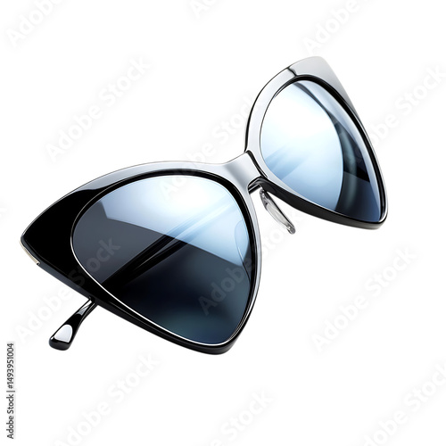 Sleek Cat Eye Sunglasses with Reflective Polarized Isolated on Transparent Background