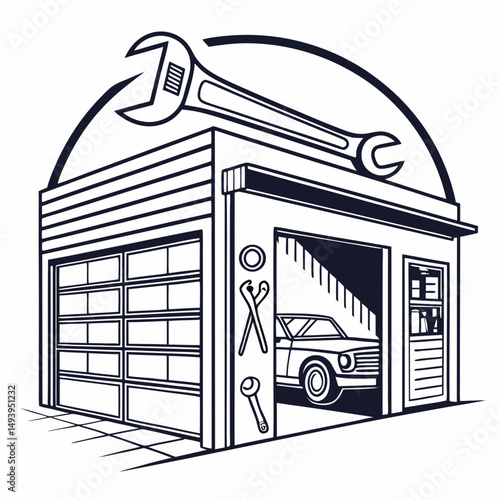 Garage repair shop mechanic tools car service