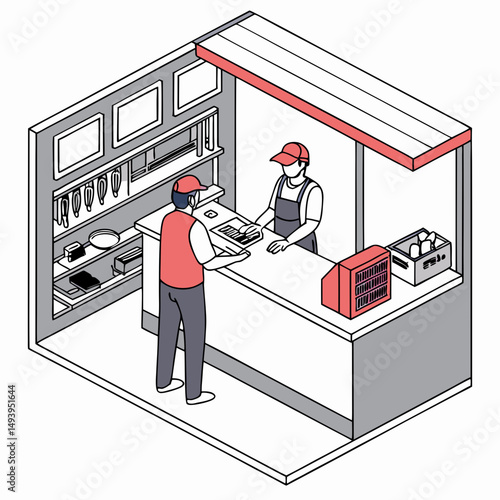 Customer making a purchase at a retail store counter
