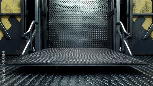 Industrial Metal Platform Ramp with Diamond Plate